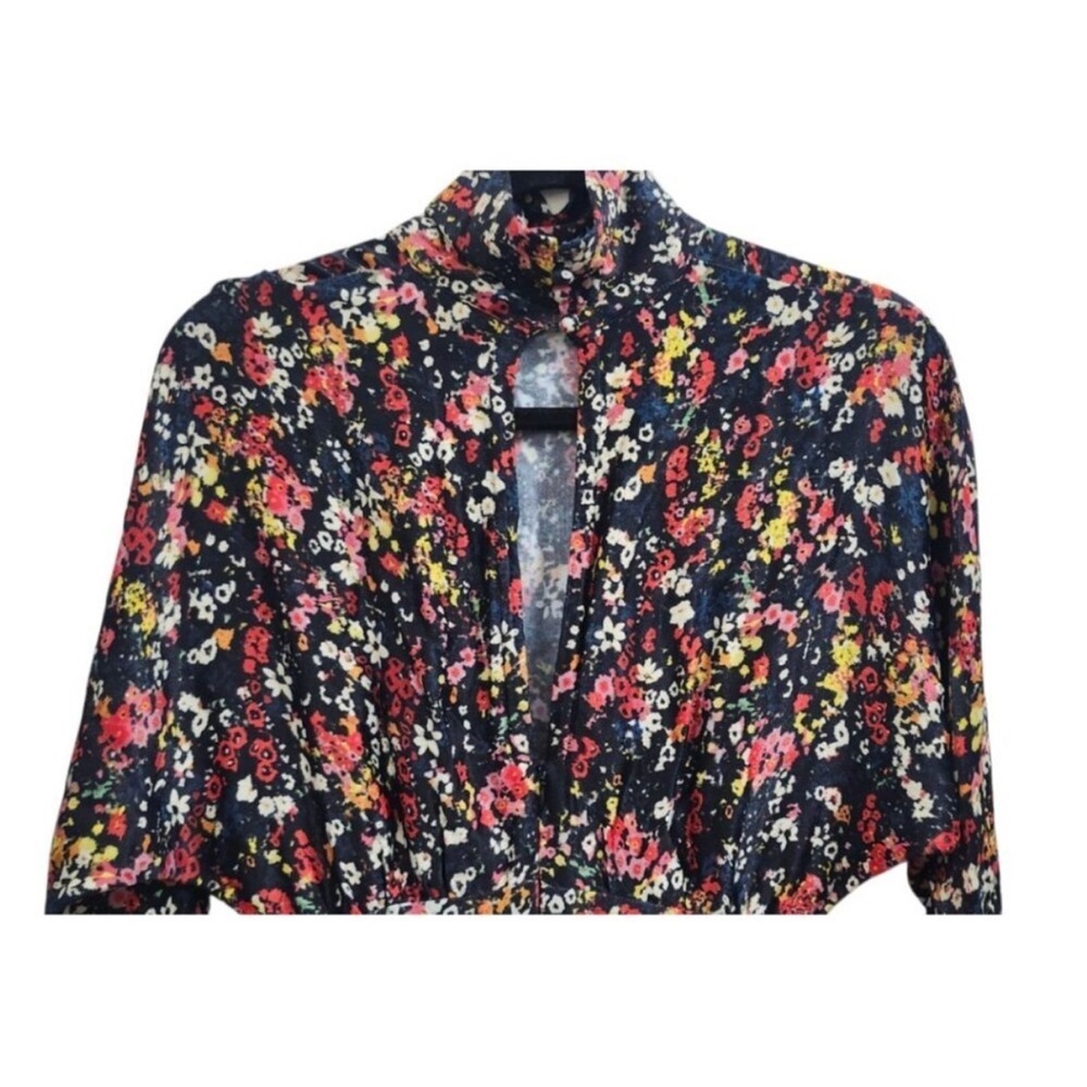Something Navy Meadow Mock neck Multicolor Floral Long Sleeve Dress Size XS - Picture 7 of 15